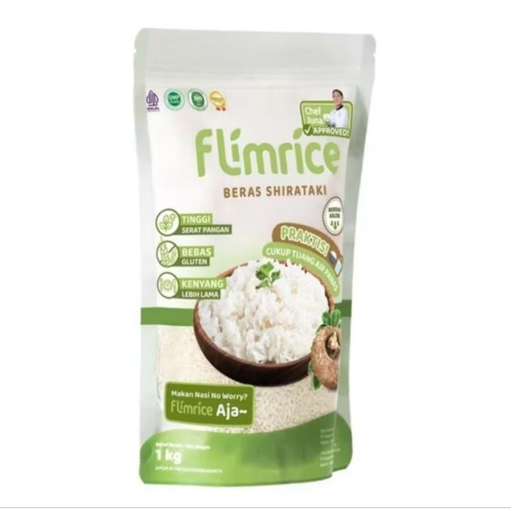 

Flimrice Shirataki 1kg Beras Porang Instan Konjac Rice 1000g
