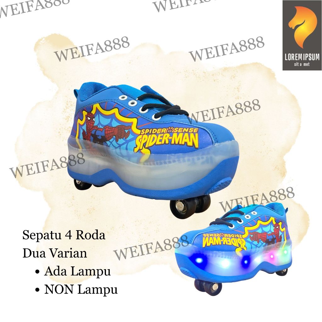 Sepatu Roda Anak Roda 4 Model Mobil Pemula Full Menyala Sepatu Sport & Luncur Keren untuk Sekolah Se