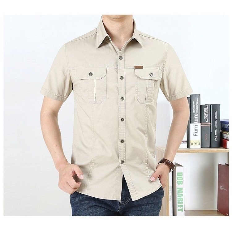 Kemeja Pria Kasual Original-Kemeja Branded Pria-Kemeja Tactical Cardinal-Kantong Saku Dua