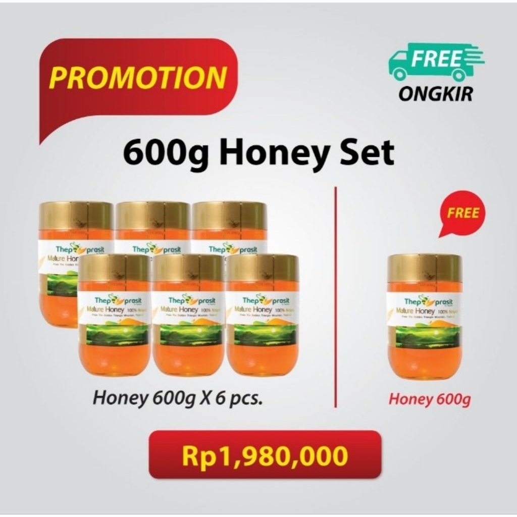

Paket Madu Thepprasit 6pcs 600gram + 1pc 600gram