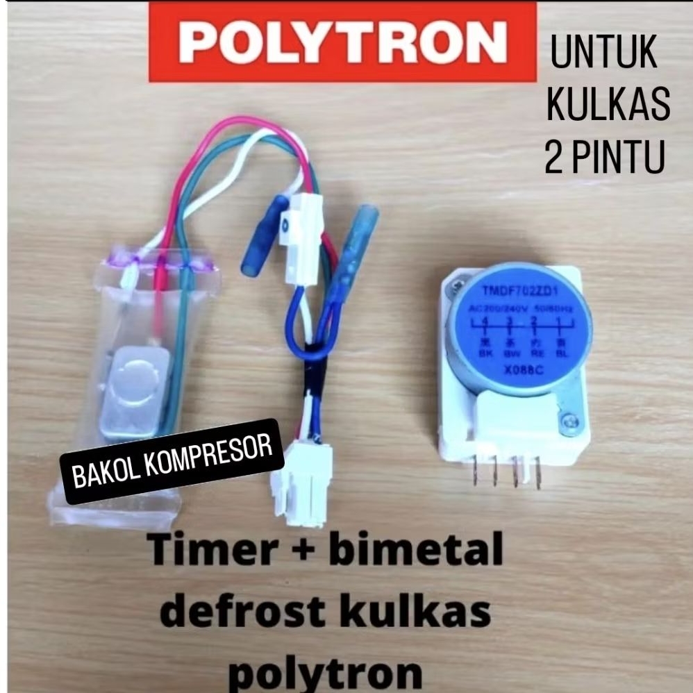 TIMER DEPROST KULKAS POLYTRON 2 PINTU ORIGINAL  # 1 SET TIMER + BIMETAL DEFROST KULKAS POLYTRON ORI