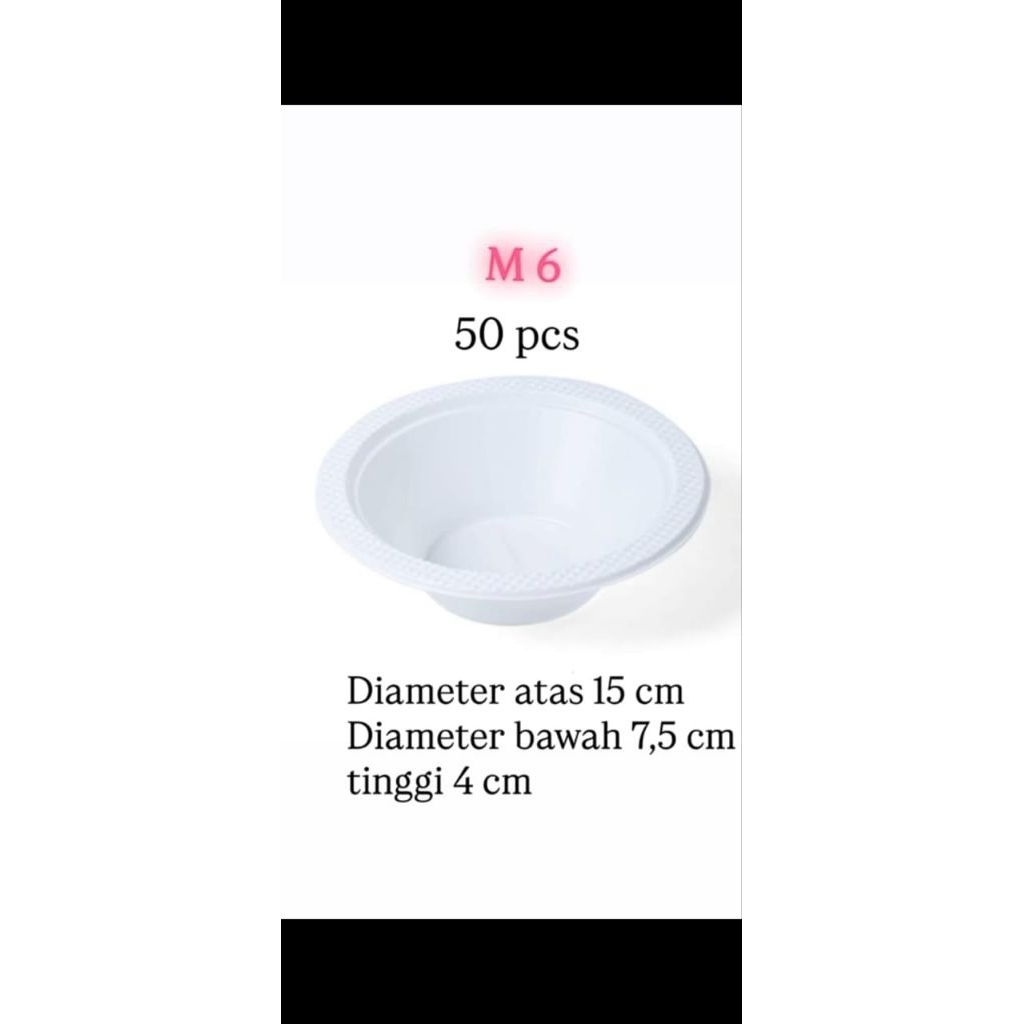 [ 50 PCS ] MANGKOK PLASTIK M6 SEKALI PAKAI / MANGKOK PLASTIK BAKSO / MANGKOK PLASTIK SEDANG
