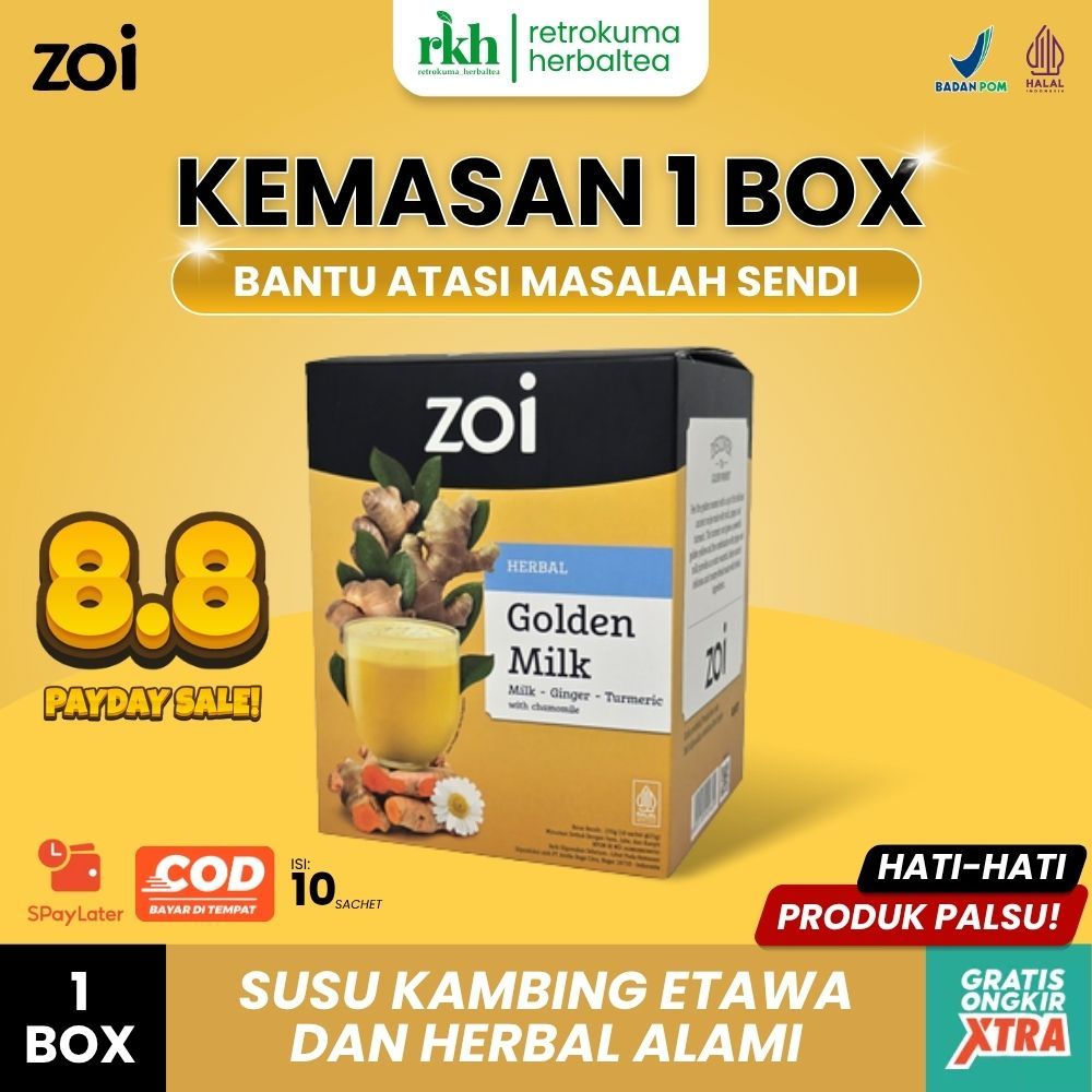 

ZOI GOLDEN MILK Susu Kambing Etawa Jahe Kunyit – 1 Box (10 Sachet) Susu Herbal Sehat