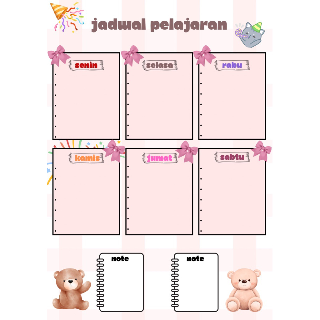 

Papan jadwal anak sekolah aesthetic kertas (ukuran A4) poster