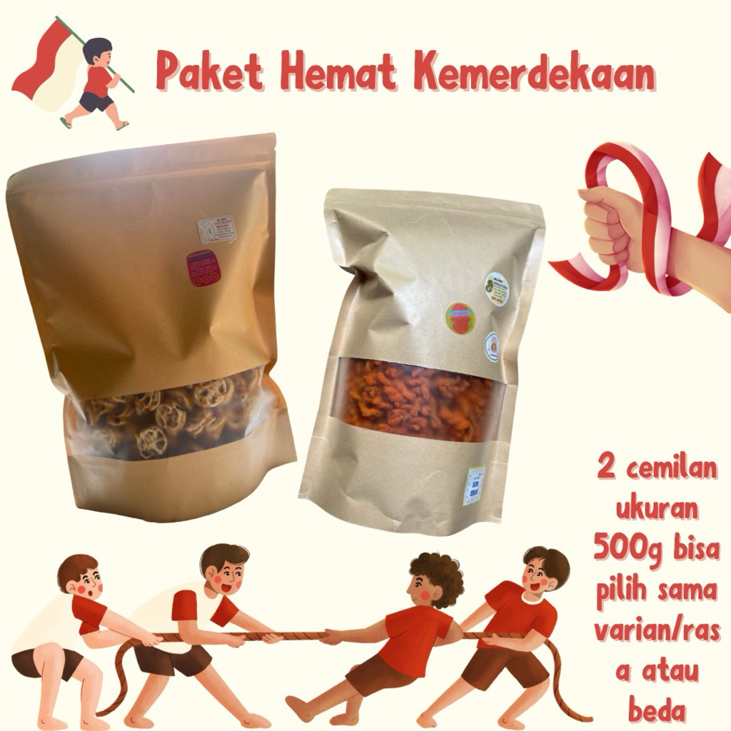 

PAKET HEMAT TARIK TAMBANG (2 KANTONG CEMILAN UKURAN 500GR BOLEH MIX/SAMA VARIASI MAUPUN RASA) CS