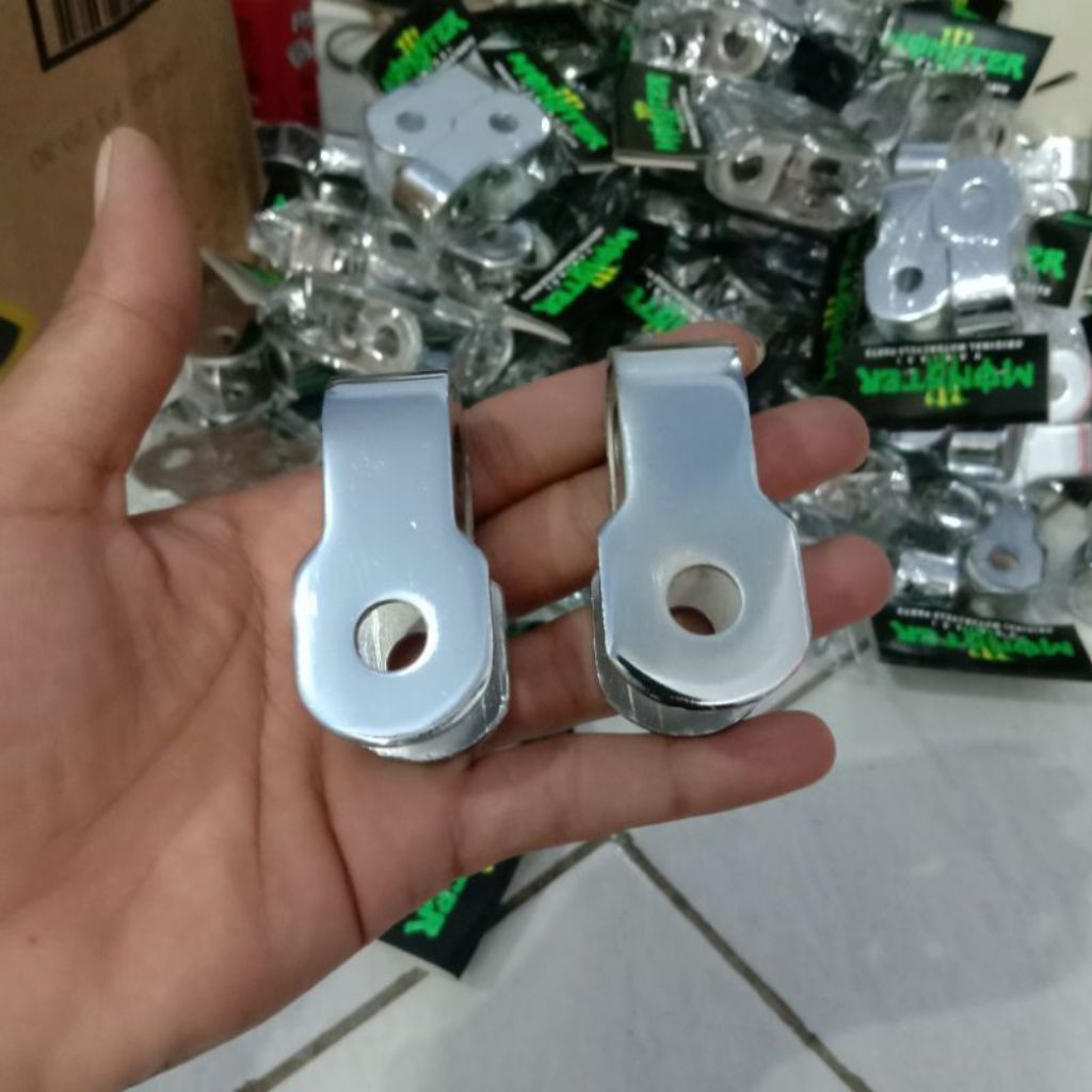 Pangkon Dudukan U shock sekok belakang besi chrome motor bebek universal