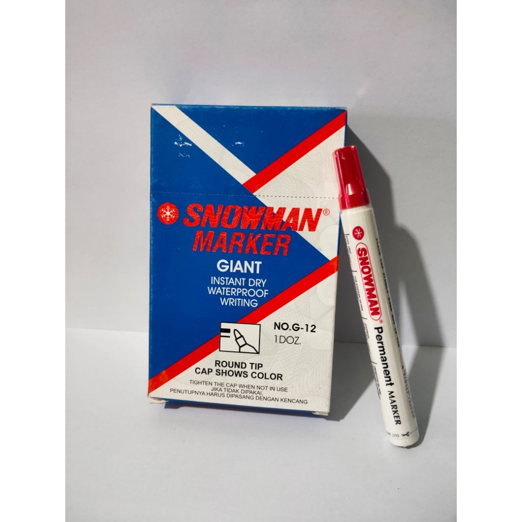 

Spidol Snowman Marker Warna Merah Permanent Rp 9000/Biji