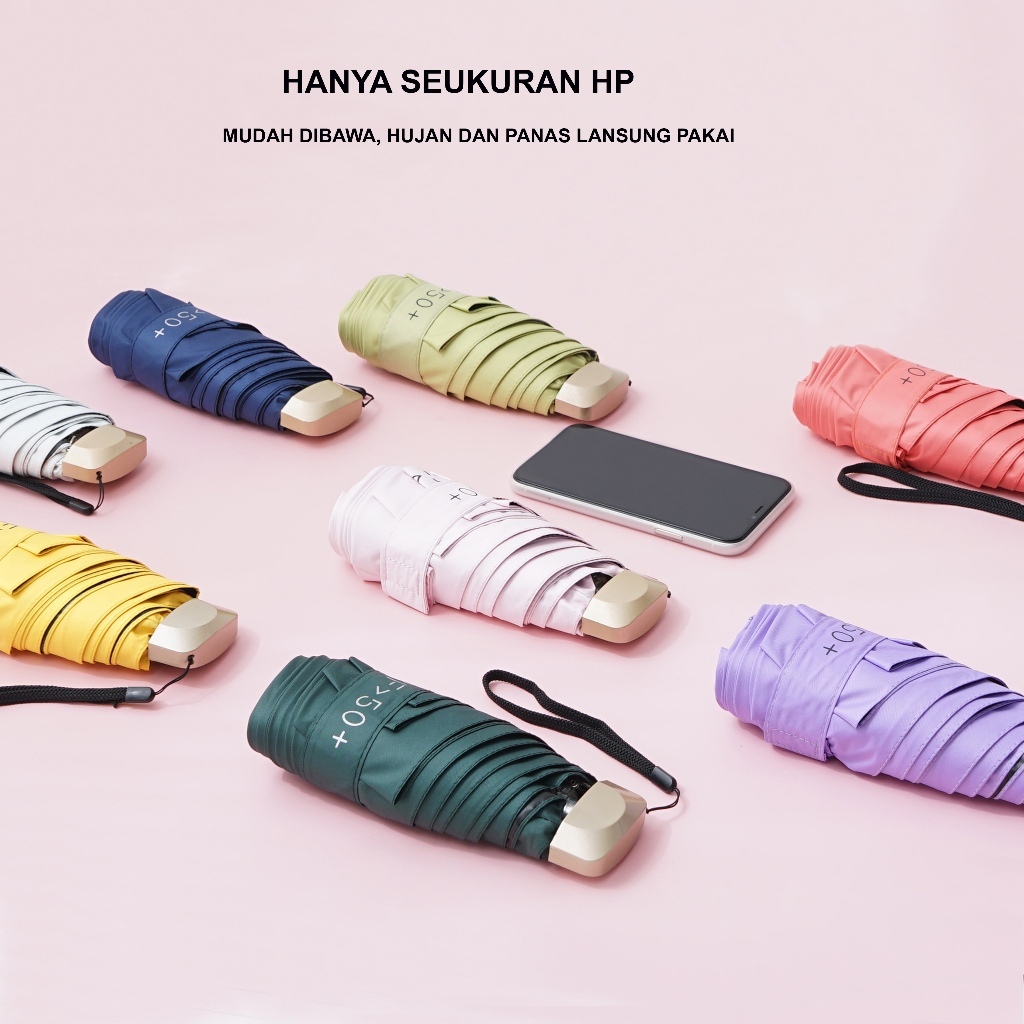 Payung Upf Lipat Mini Anti Uv Payung Lipat Tabir Surya Tahan Panas Hujan Angin Premium Payung Lipat
