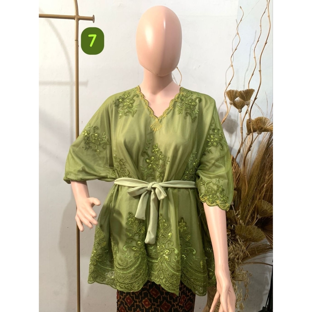 Baju Ende Brokat Tali Pinggang – Atasan Kebaya Modern Elegan Wanita Dewasa
