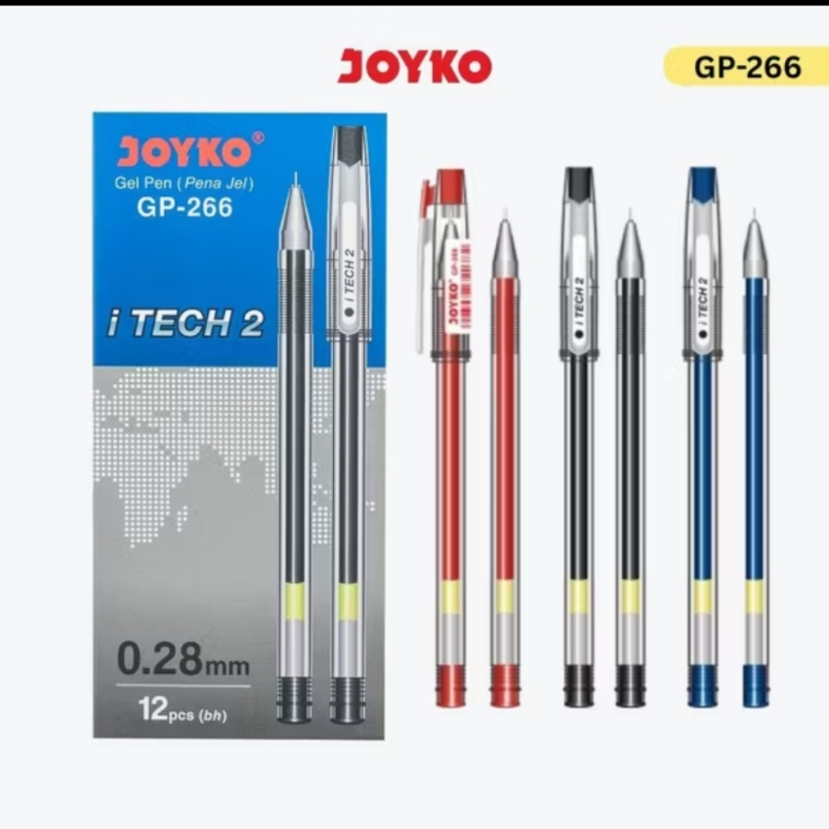 

Joyko Gel Pen Pulpen Pena Jel 1 Box Isi 12 Pcs GP-266 iTech 2 0.28mm