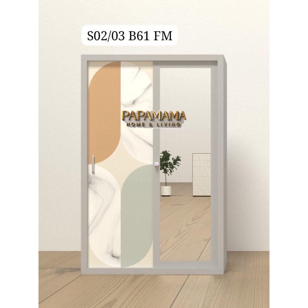 Lemari Pakaian 2 Pintu Plat Besi - Lemari Baju Gantungan&Rak Uk.120cm - Medan