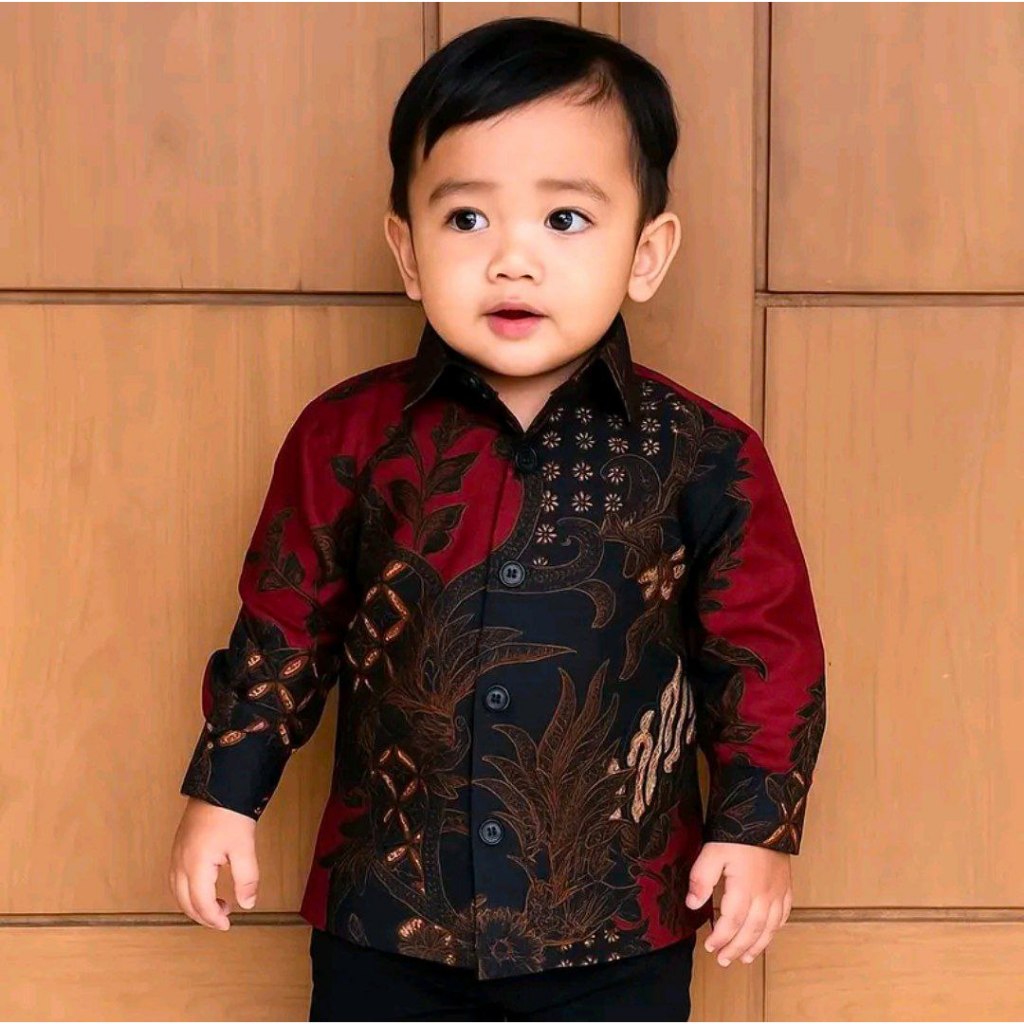 Kemeja Anak Batik laki laki lengan panjang usia 3 - 12 tahun