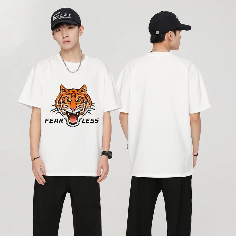 kaos pria Marah harimau, tetap marah baju lengan pendek，kaos pria distro original 100%