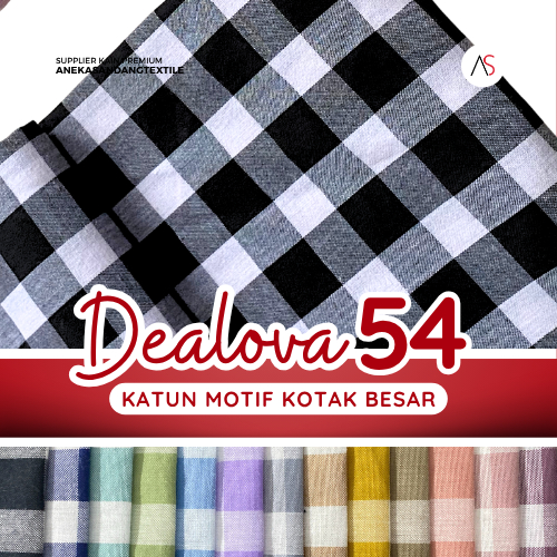 Aneka Sandang Textile Kain Katun Premium Ecer Bahan Dealova 54 / Kotak Kotak Yarn Dyed - Harga per 0