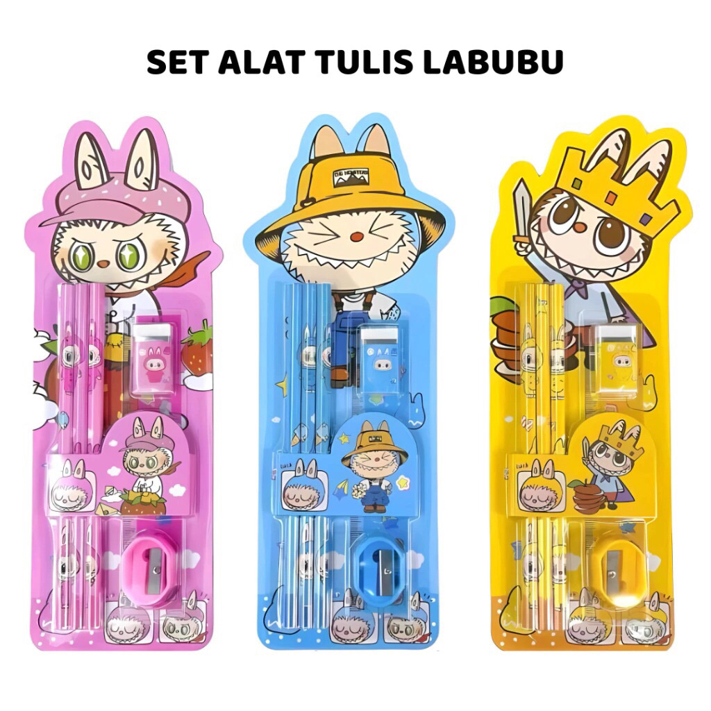 

Labubu Set Alat Tulis Paket Karakter Lucu Boneka Viral Pensil Penghapus Serutan Penggaris Anak Perempuan Souvenir Ulang Tahun Anak Kekinian
