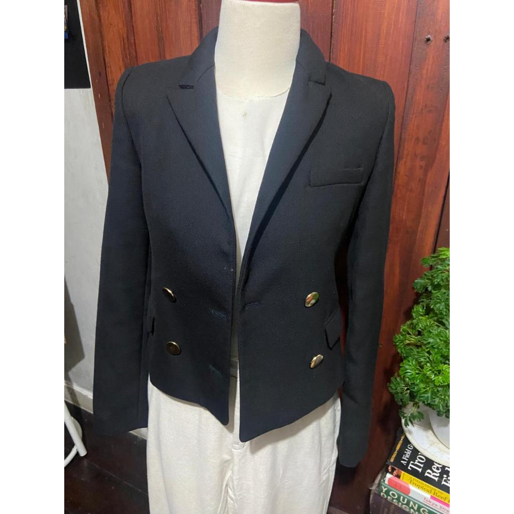 Zara Crop Double Breasted Blazer Hitam