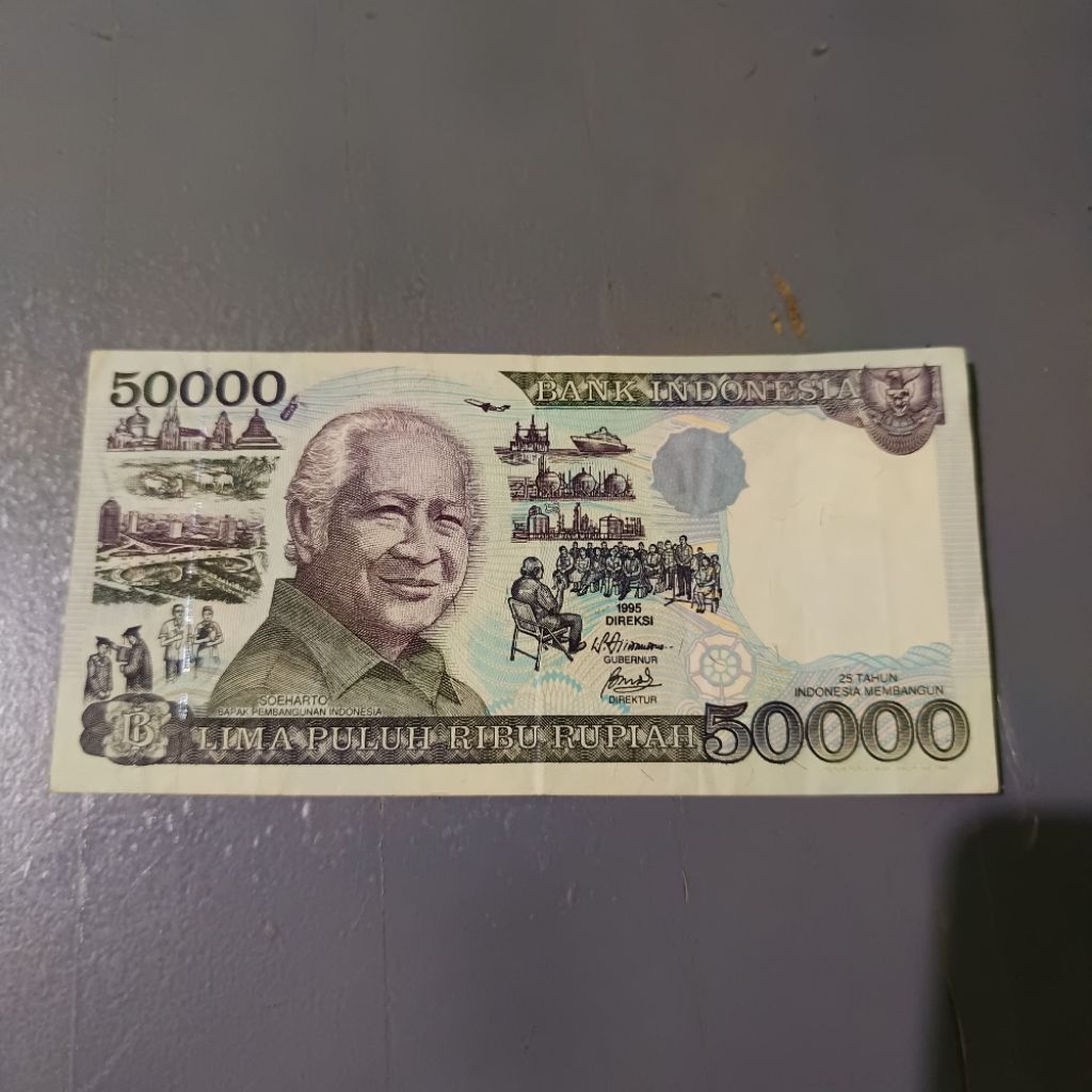 Uang Kertas Kuno 50000 Rupiah Soeharto Tahun 1995