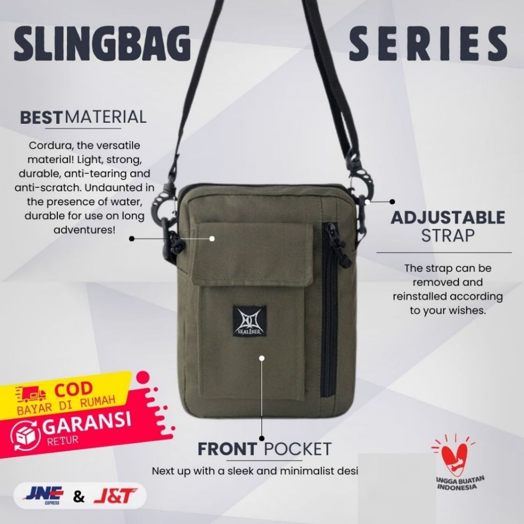 Tas Selempang Pria Slingbag Cordura Kecil Ringan Simple Muat HP Dompet Kacamata