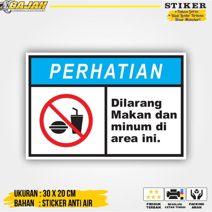 

Stiker Sign / Rambu Dilarang makan dan minum di area ini