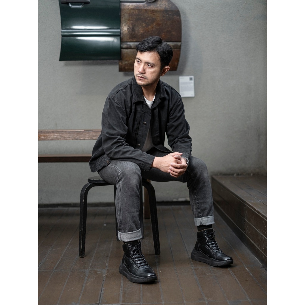 promo otiv berlin boots black - sepatu boots kulit casual pria kuliah kerja traveling riding