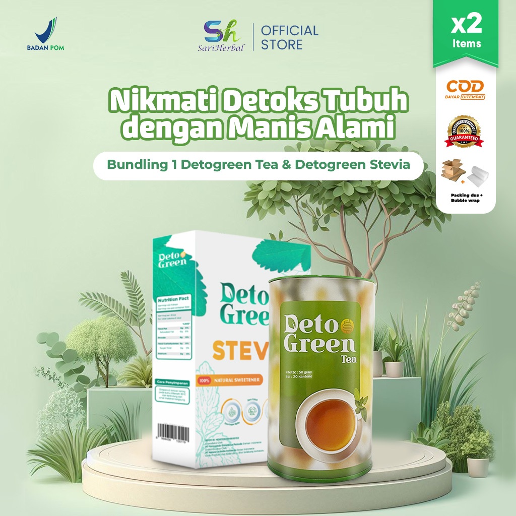 

Bundling Hemat Detogreen Tea & Detogreen Stevia Teh Herbal dengan Manis Stevia