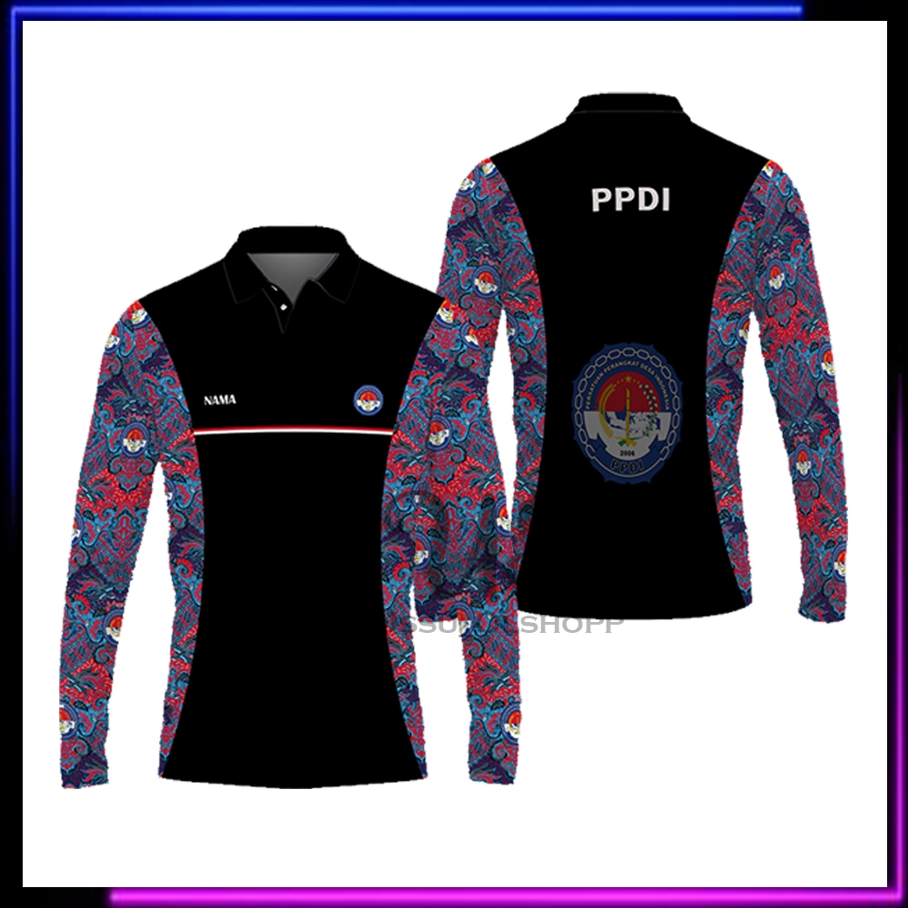 Kaos Polo Seragam PPDI Persatuan Perangkat Desa Nasional / Baju Batik PPDI Lengan Panjang Pria