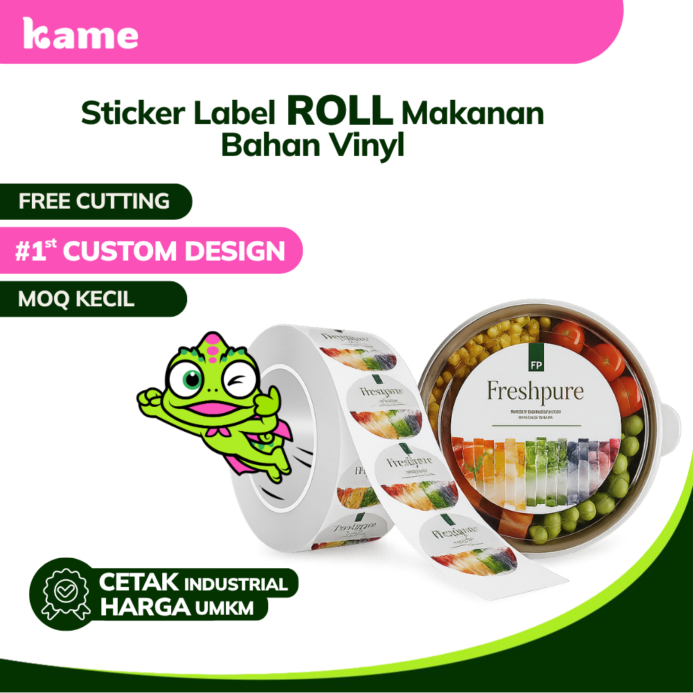 

Sticker Label Roll Kemasan Makanan | Sticker Roll Custom | Bahan Vinyl