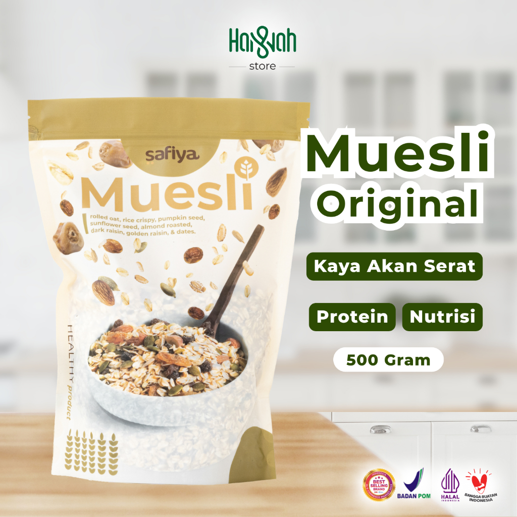 

Muesli Safiya Original 500 Gram Dried Fruit Sereal Sehat Tinggi Serat