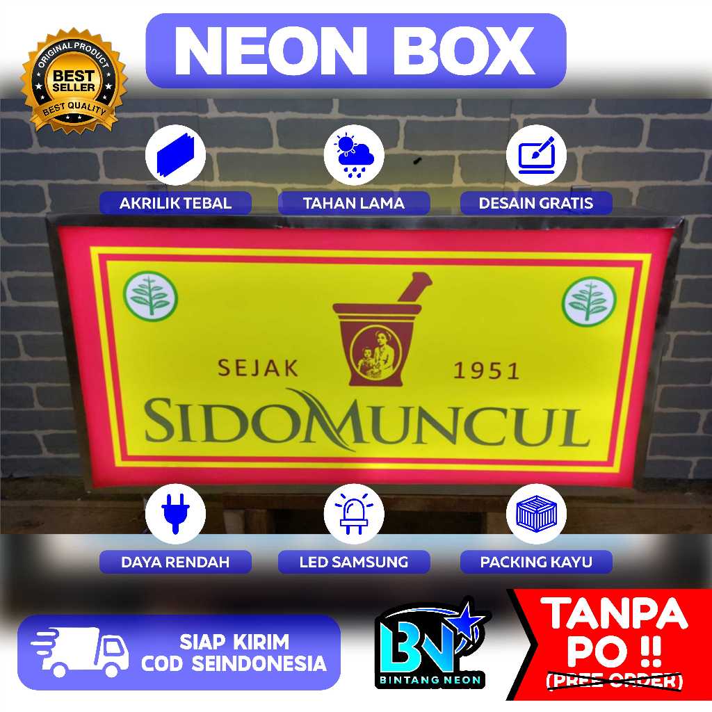 Neon box Sidomuncul ukuran 20x40 // termurah berkualitas
