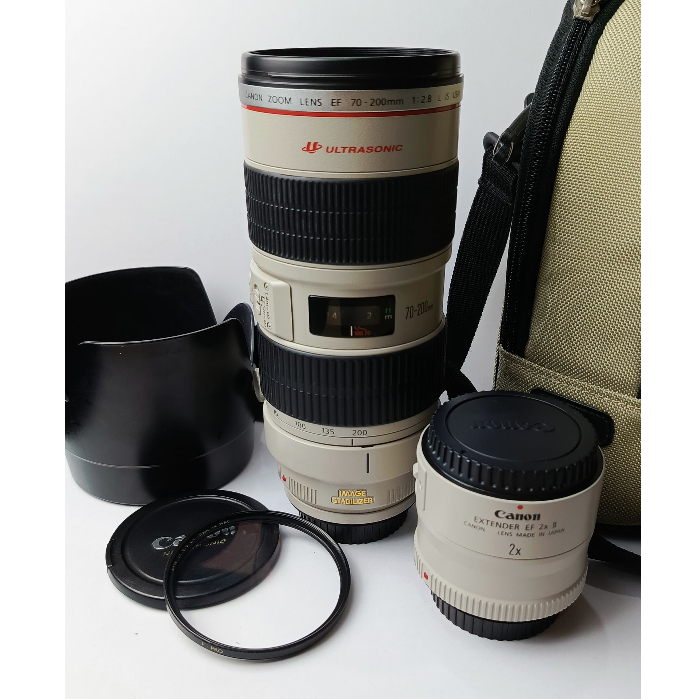 Lensa Canon EF 70-200mm F2.8 L IS USM Mark I - Free Converter Canon Telle 2x Mark II - Second Mulus