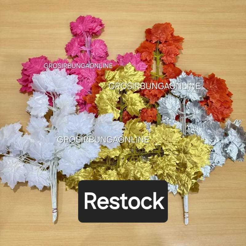 Daun Anggur Gantung (1 LUSIN) / Daun Anggur 3 Cabang Artificial / Dekorasi Hias