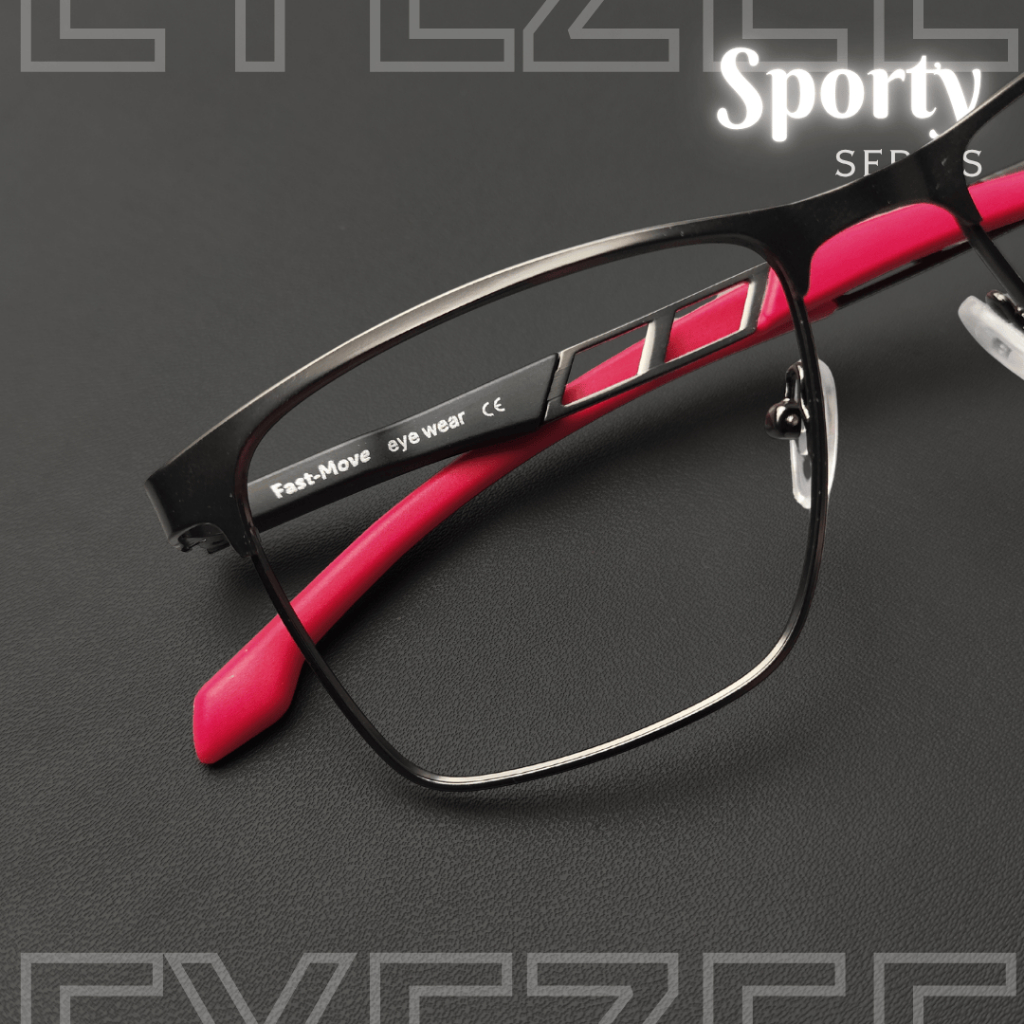 Kacamata Metal Kotak Kuat Kokoh Nosepad Engsel Pegas untuk Muka Standar Pria Wanita EYEZEE - SPORTY