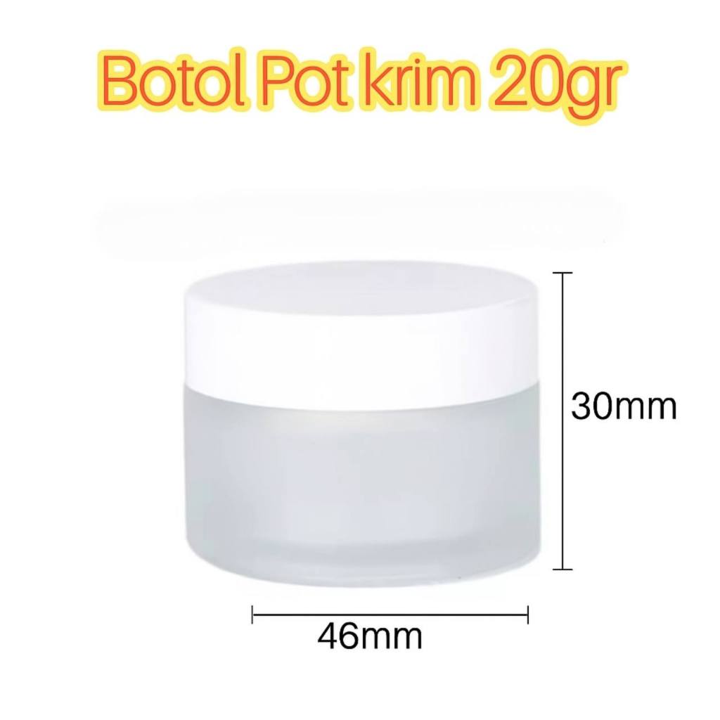 Botol pot kosmetik kaca 20gr krim jar frosted doff toples kaca bulat