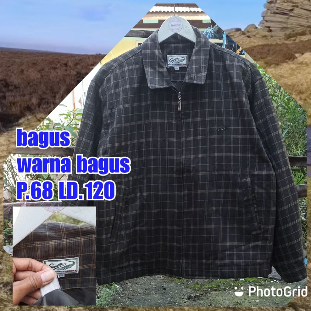 jaket work kerja casual Harrington tartan crocodile vintage