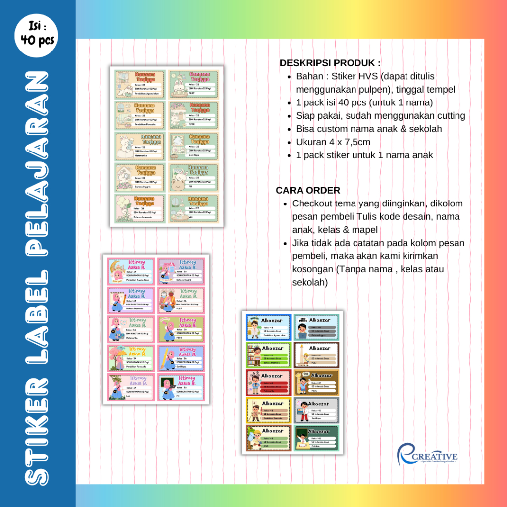 

Stiker Label Pelas Plajaran Isi: 40 pcs