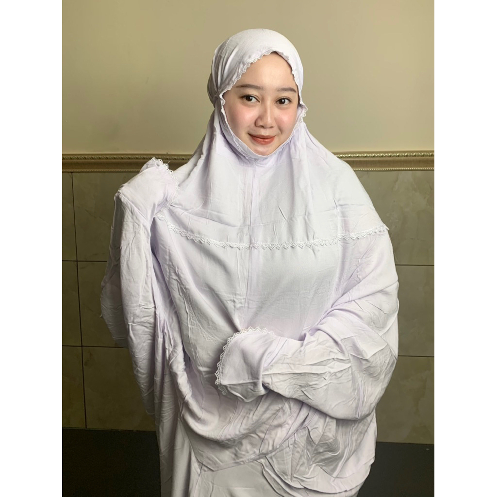 Mukena rayon twill polos terusan (standart dan jumbo)