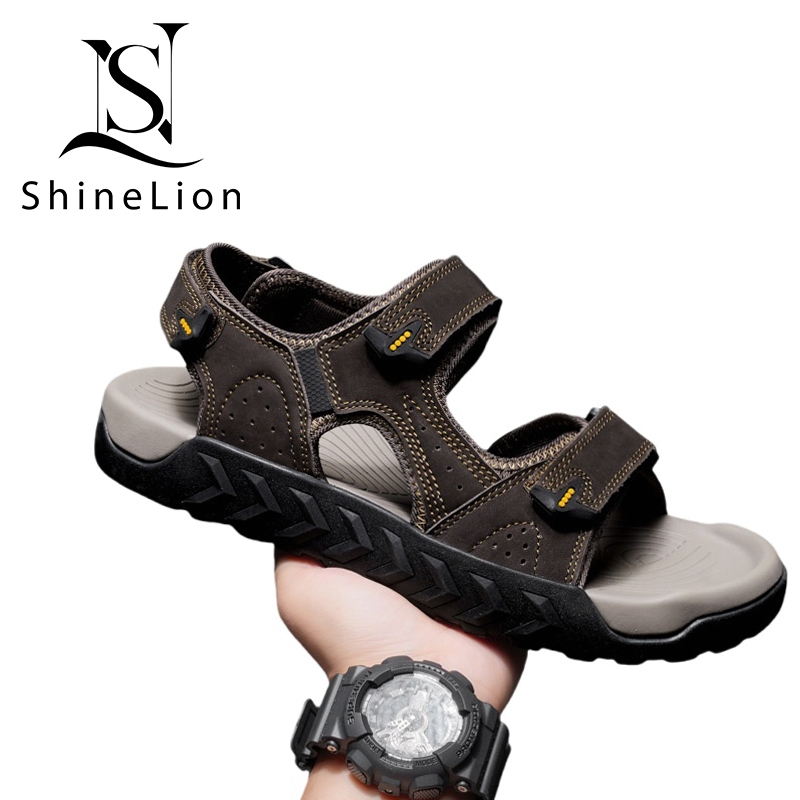 KP-2417 Sepatu Sandal Pria Terbaru 2025 Kulit Asli 100% Bernapas Anti Slip Tahan Aus Sporty Outdoor 