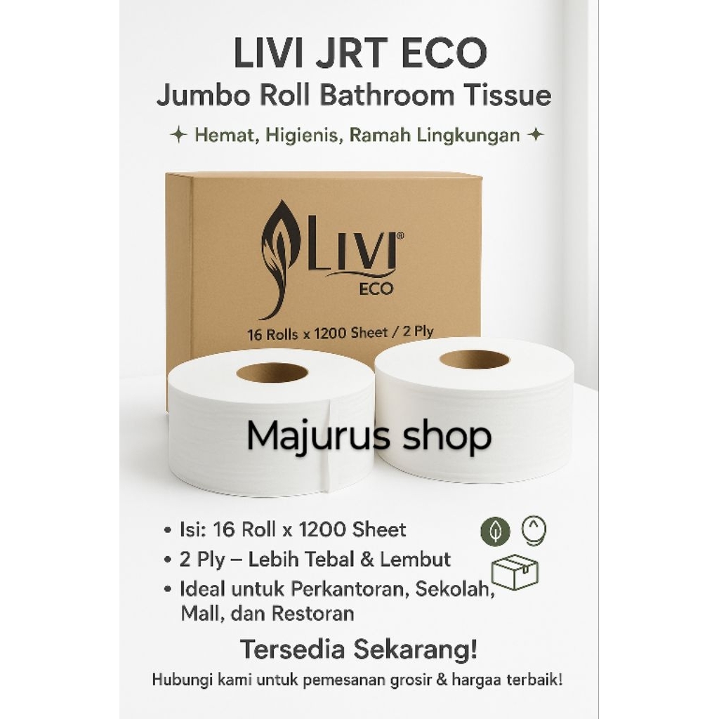 [Paket 1DUS]-Livi JUMBO JRT -Eco Tissue Toilet Roll Jumbo JRT / Tissue Gulung Jumbo 1200s