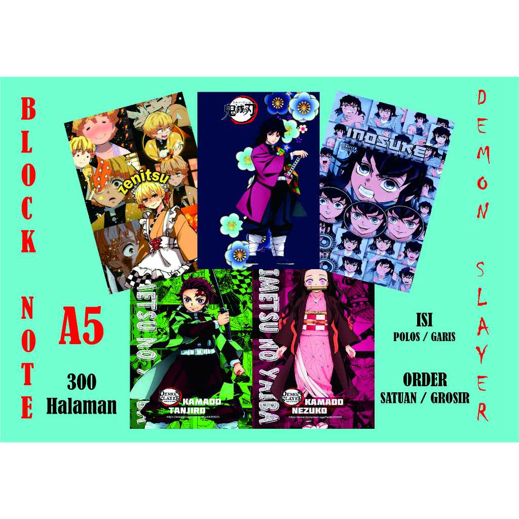 

BLOCK NOTE ANIME DEMON SLAYER A5 TEBAL 300 HALAMAN