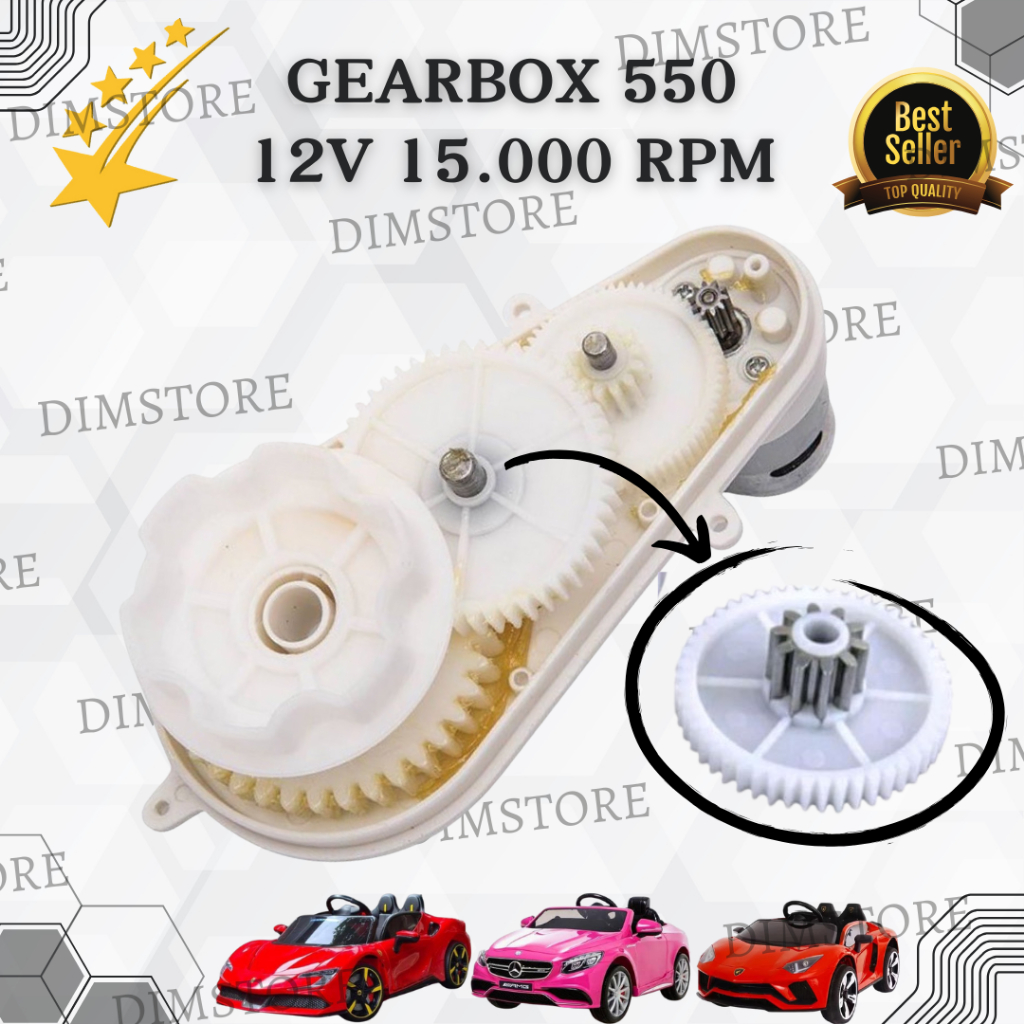 BEST SELLER GEARBOX MOTOR 550 12V 15.000 RPM COCOK UNTUK MOBIL AKI ANAK PMB PLIKO UNIKID EXOTIC PASI