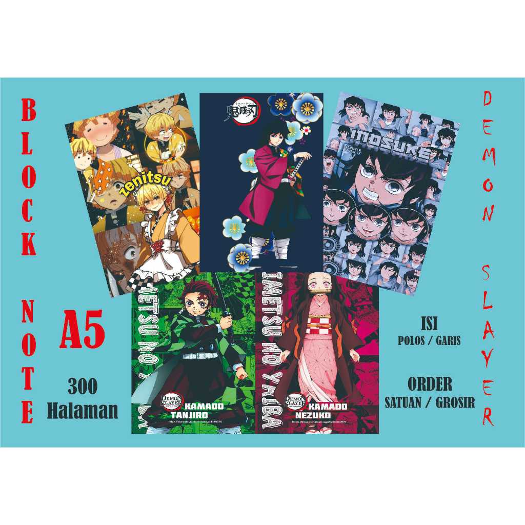 

BLOCK NOTE ANIME DEMON SLAYER A5 TEBAL 300 HALAMAN