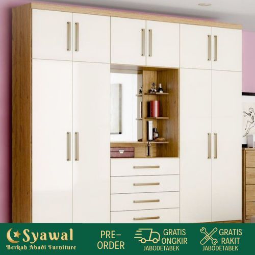 Lemari Pakaian Jumbo Meja Rias Dengan Laci dan Box Penyimpanan Serbaguna