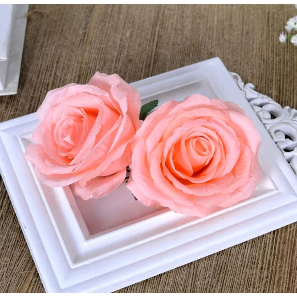 (ecer) KEPALA MAWAR BESAR ARTIFICIAL FLOWER