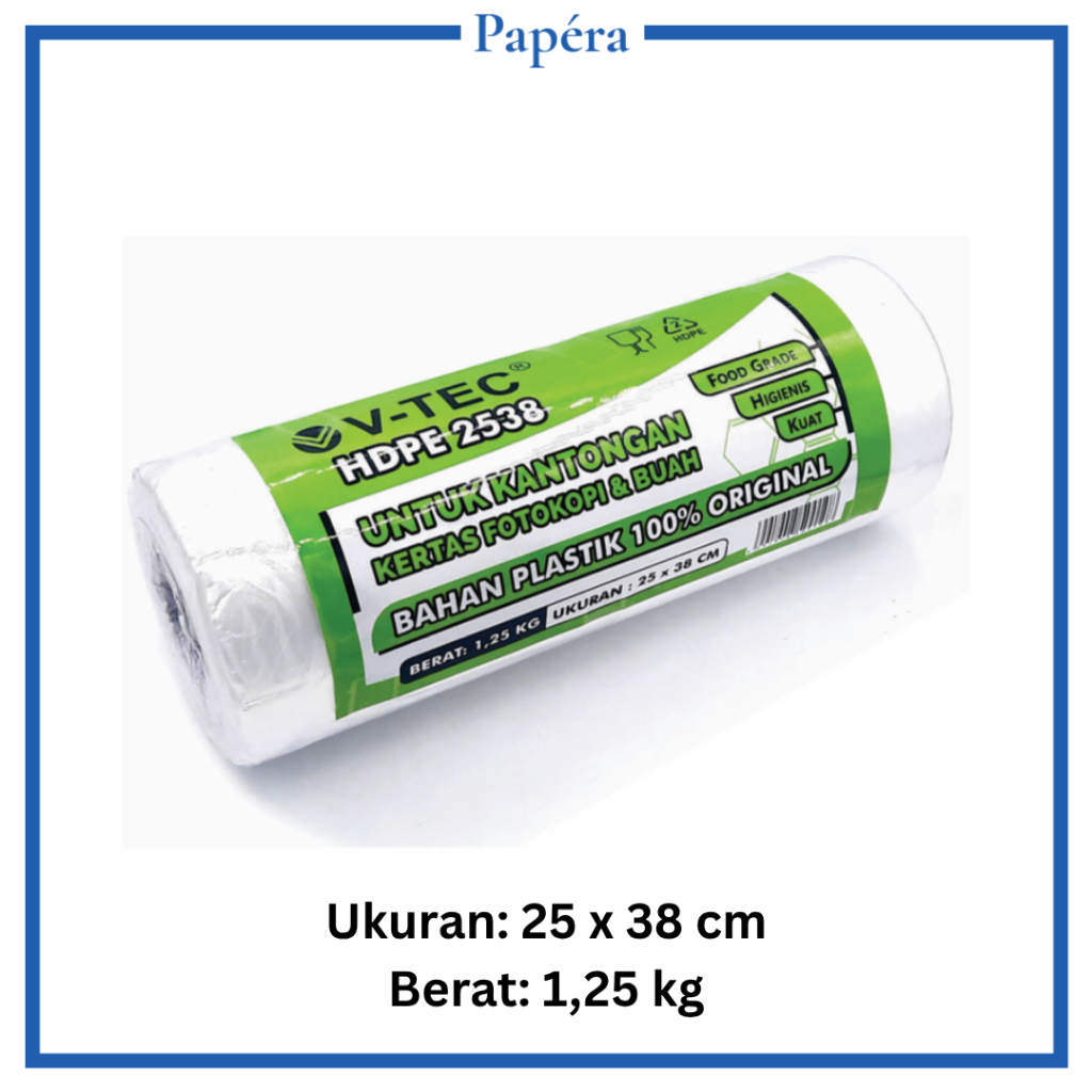 

VTEC Roll Plastik Fotokopi Buah Barang Fotocopy 25 x 38 cm