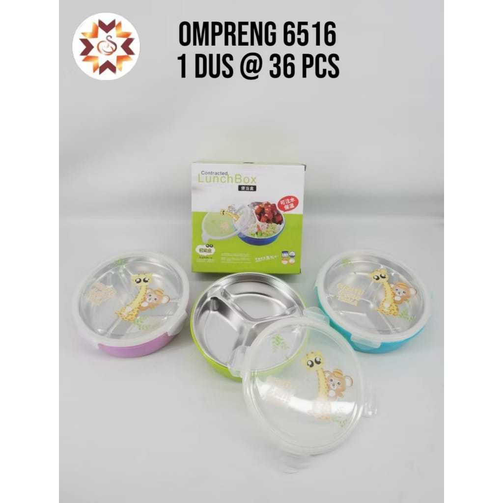 Kotak Makan Lunch Box/ Ompreng Bulat Besar Karakter 3 Sekat/ Kotak Makan Anak