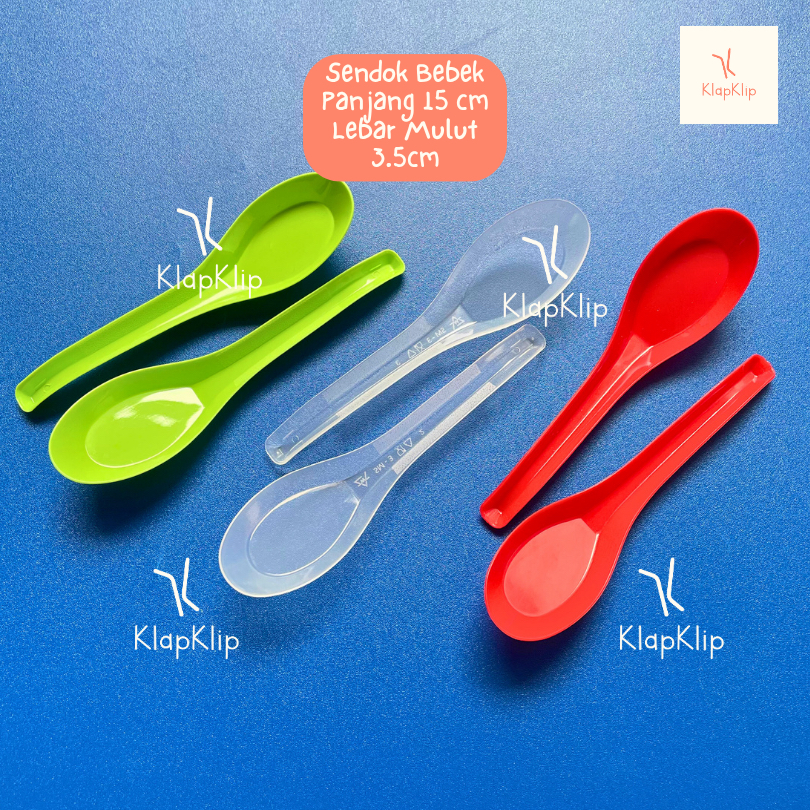 1pack = 100pcs Sendok Plastik Bebek Besar Bening Hijau - Sendok Bebek Bubur Besar - Sendok Plastik L
