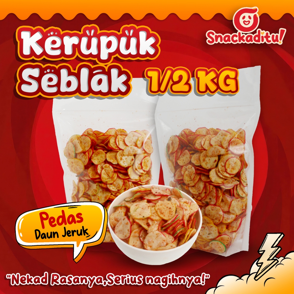 

Kerupuk Seblak Sebring 1/2KG / 500 gram Pedas Daun Jeruk Snack Cemilan Renyah dan Gurih Snackaditu