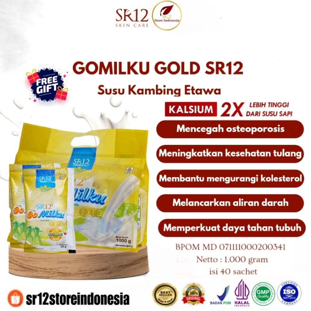 

SR12 Sachet Gomilku Gold 25gr 1 Renteng 10pcs Go Milku Sachet Susu Kambing Etawa Premium Halal