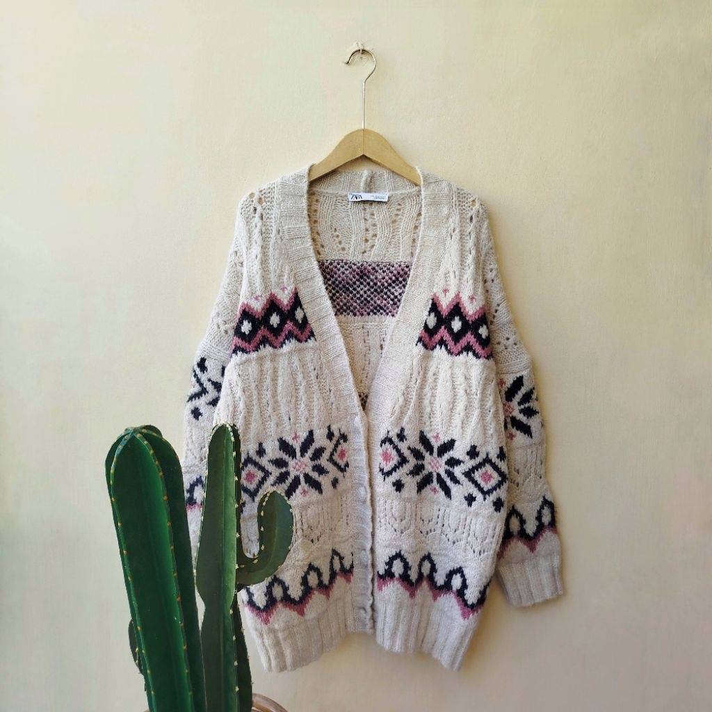Zara jacquard knit cardigan preloved