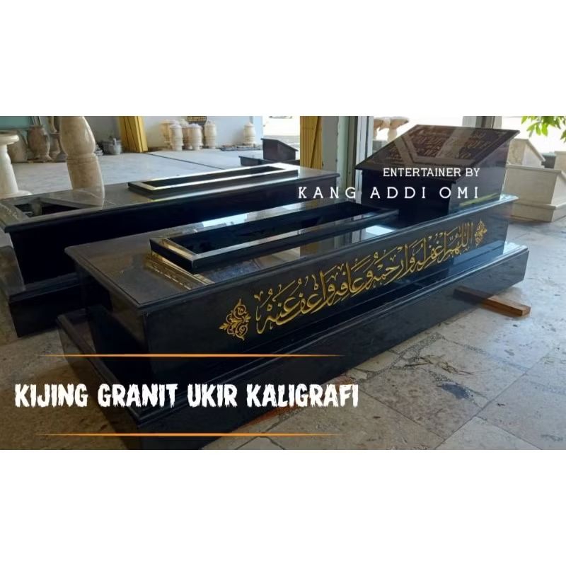 Kijing Makam Batu Granit Hitam Ukiran Kaligrafi